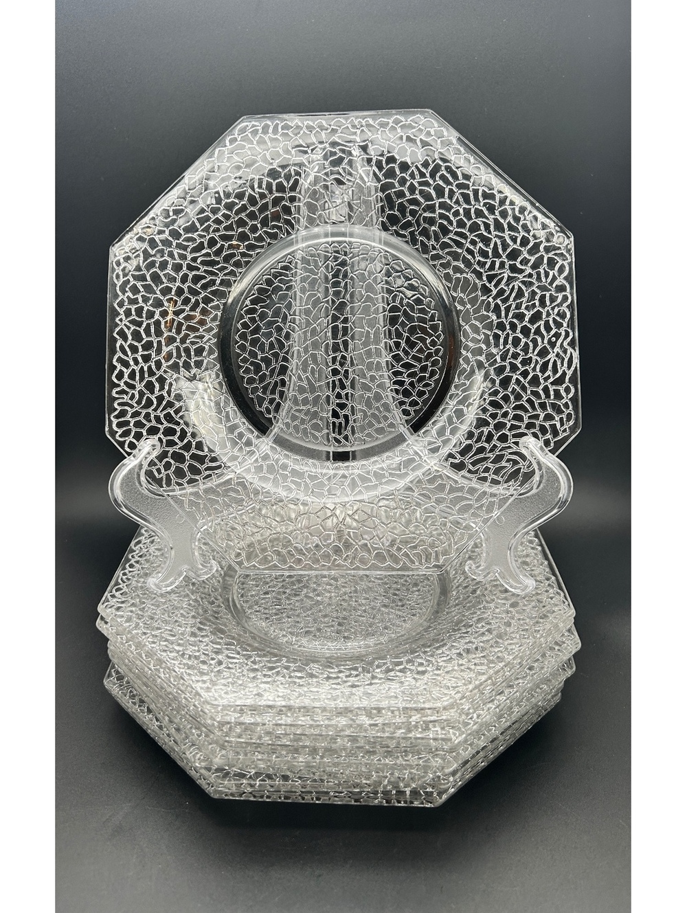 8 LE Smith Crackle 8 Inch Octagonal Salad/Dessert Plates